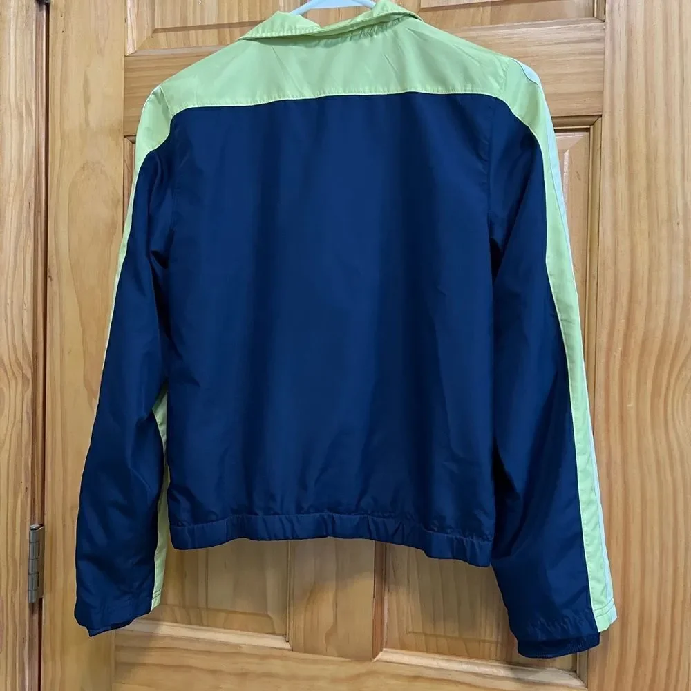Vintage Adidas youth large navy and light green zip up jacket